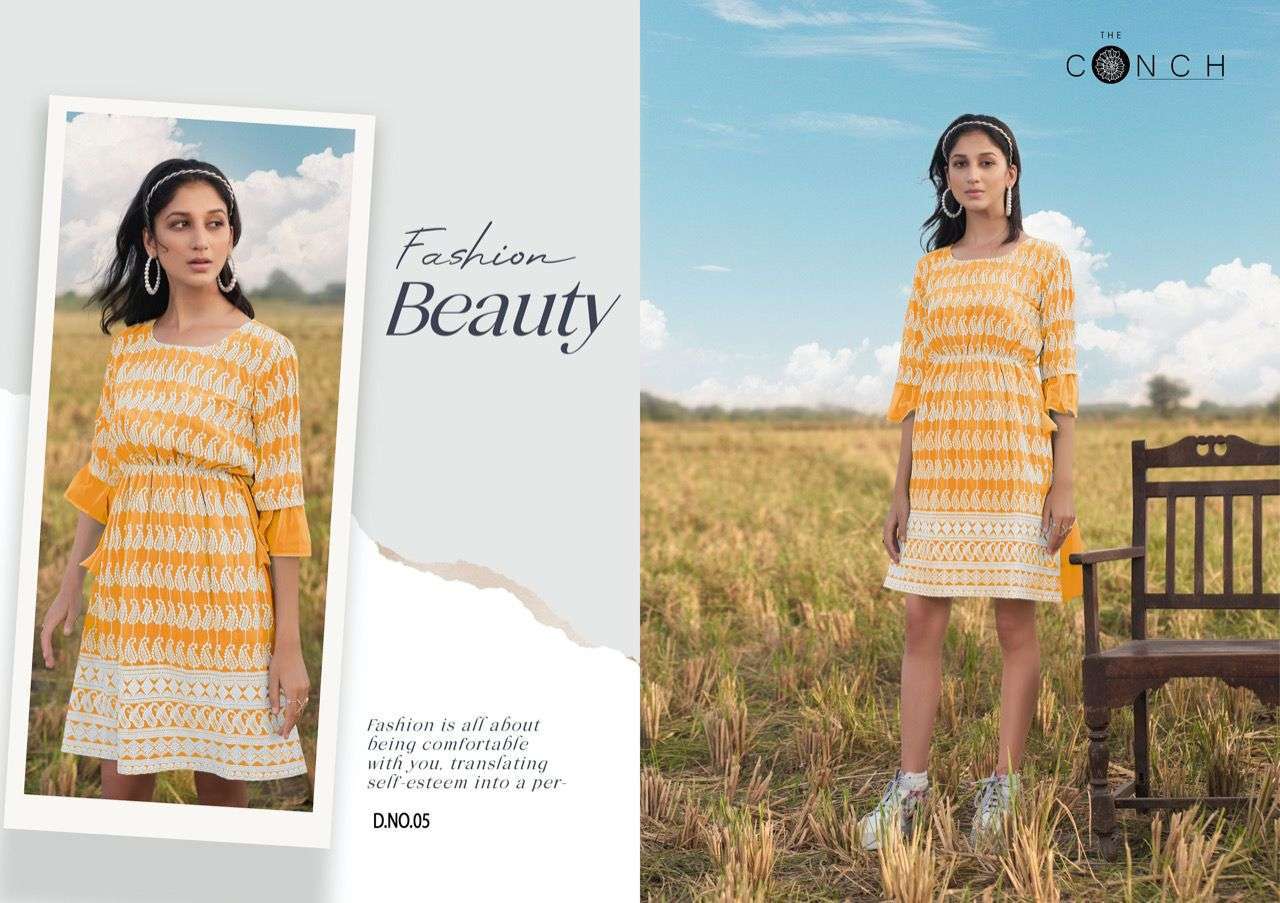  THE CONCH PRESENT COLOUR PLUS VOL 1 GEORGETTE SCHIFFLI WORK SHORT KURTIS