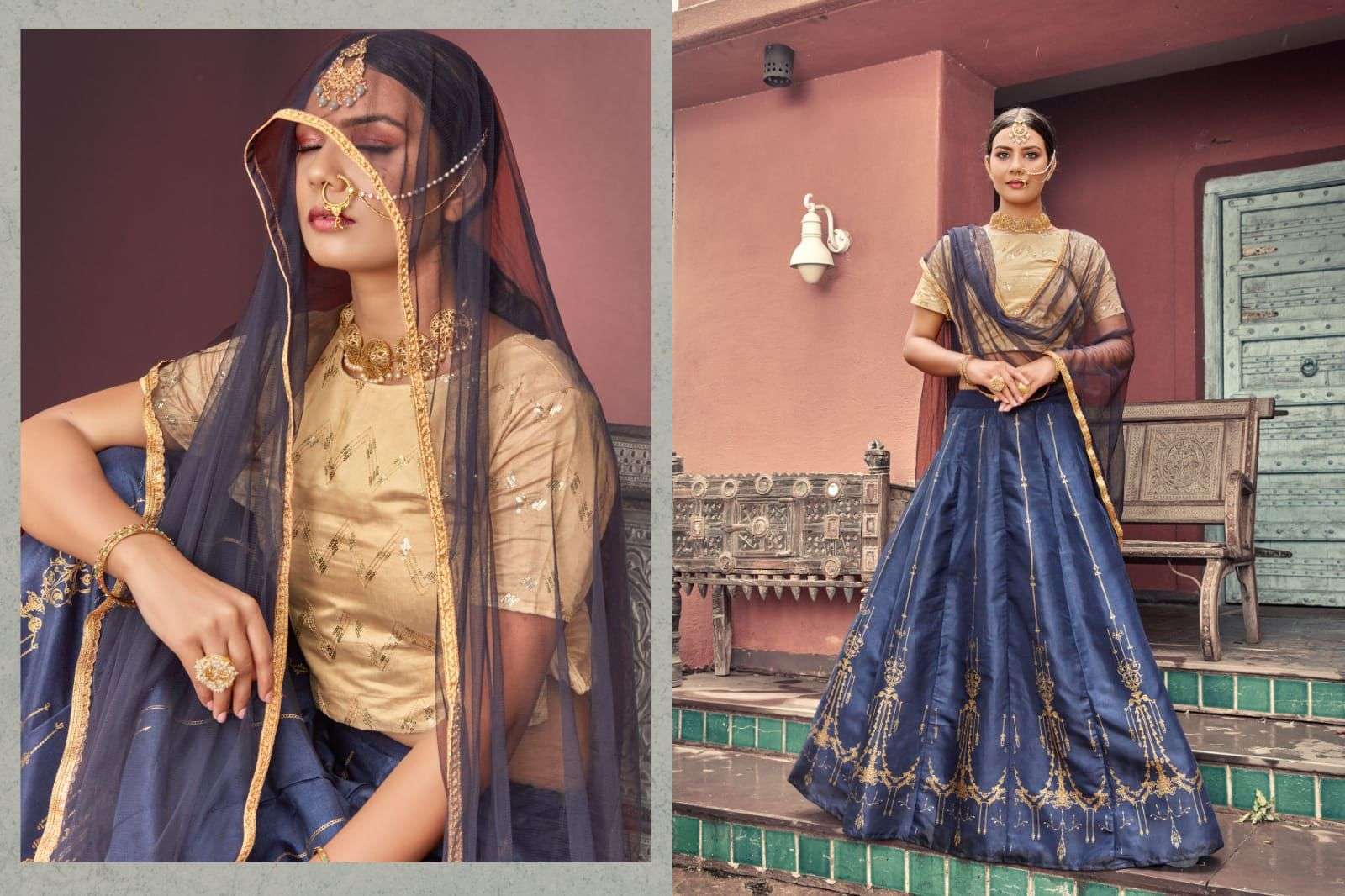 TIPS & TOPS LEHNGA CHANDERI SILK CROP TOP WITH SKIRT AND DUPATTA