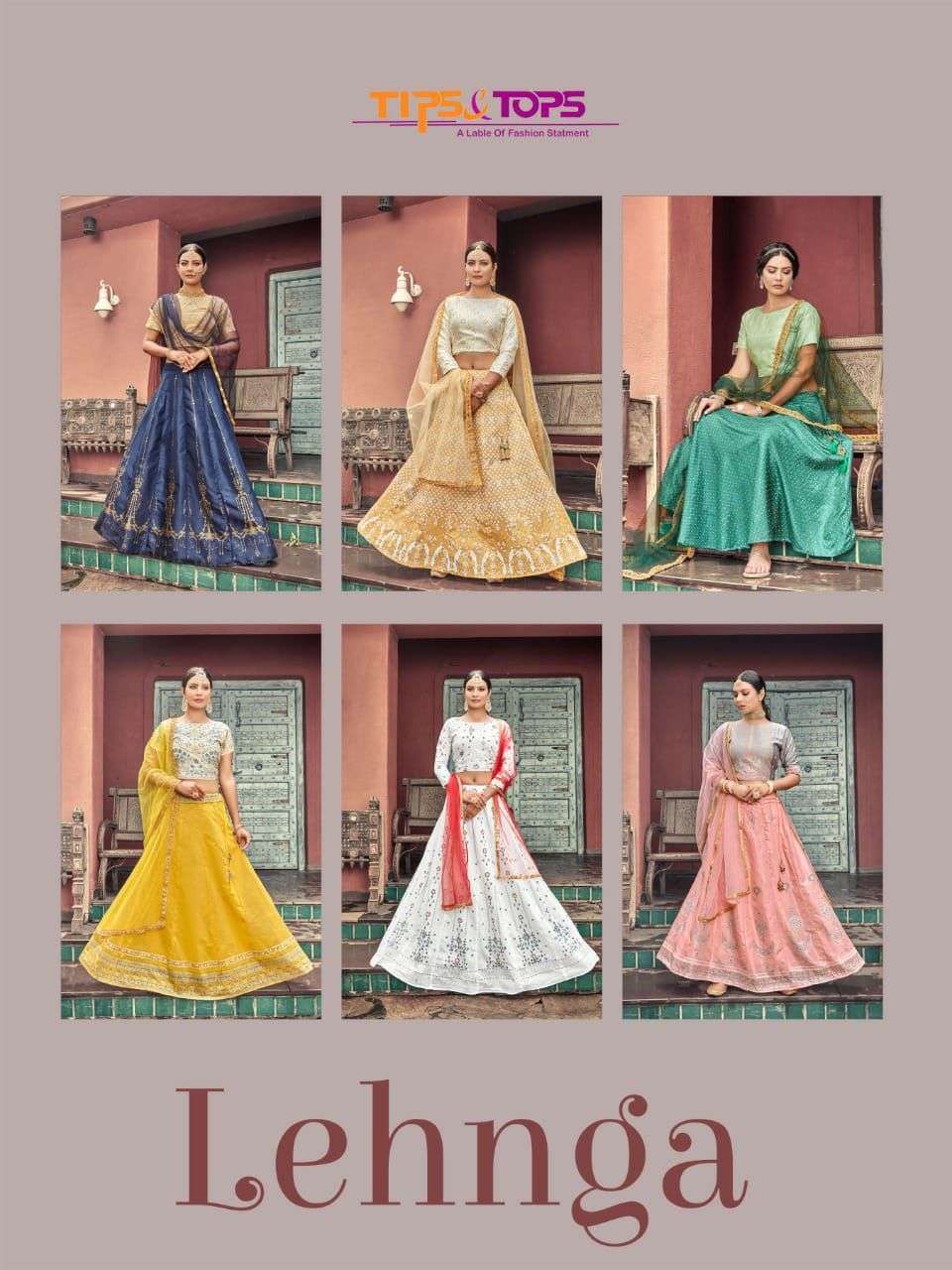 TIPS & TOPS LEHNGA CHANDERI SILK CROP TOP WITH SKIRT AND DUPATTA
