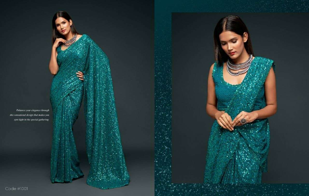  ZEEL CLOTHING ZALAK THREAD AND MULTIPLE SEQUENCE EMBROIDERY SARIS SUPPLIER