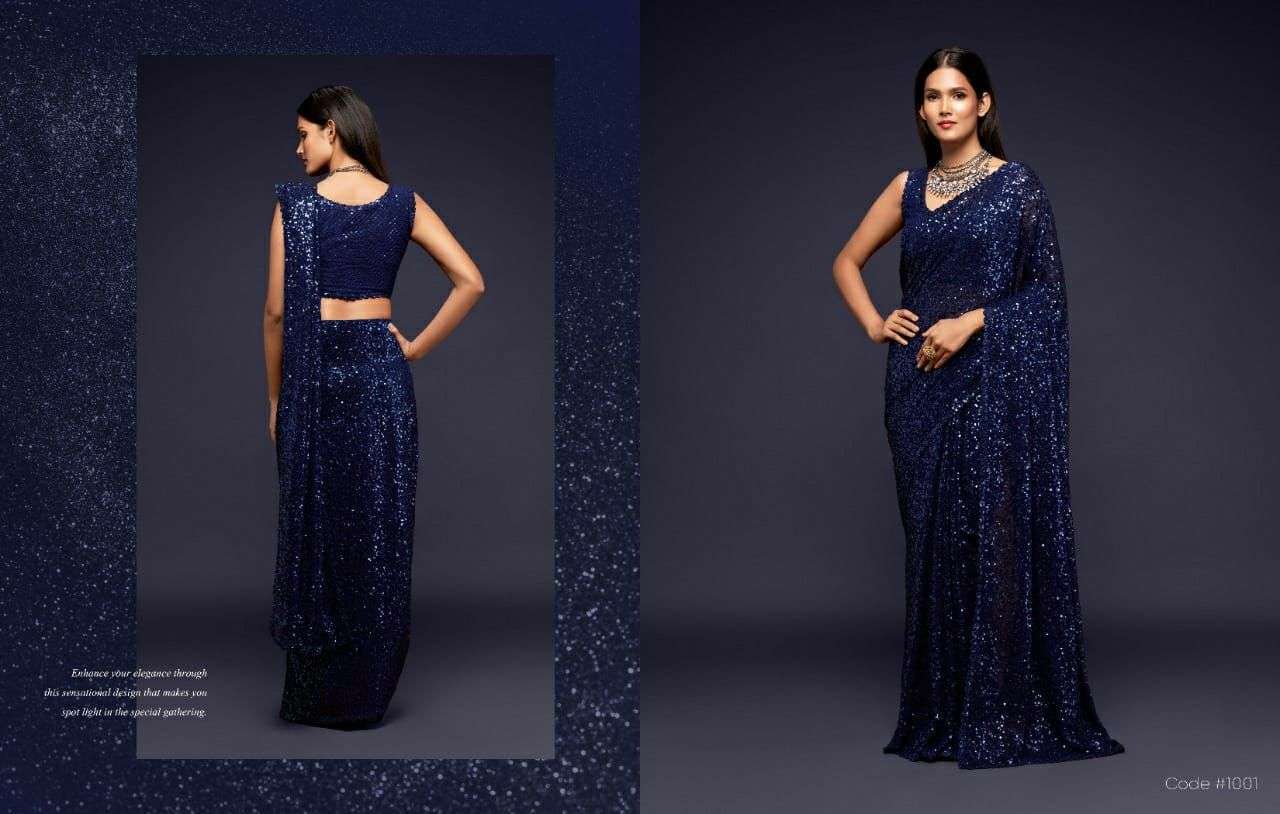  ZEEL CLOTHING ZALAK THREAD AND MULTIPLE SEQUENCE EMBROIDERY SARIS SUPPLIER