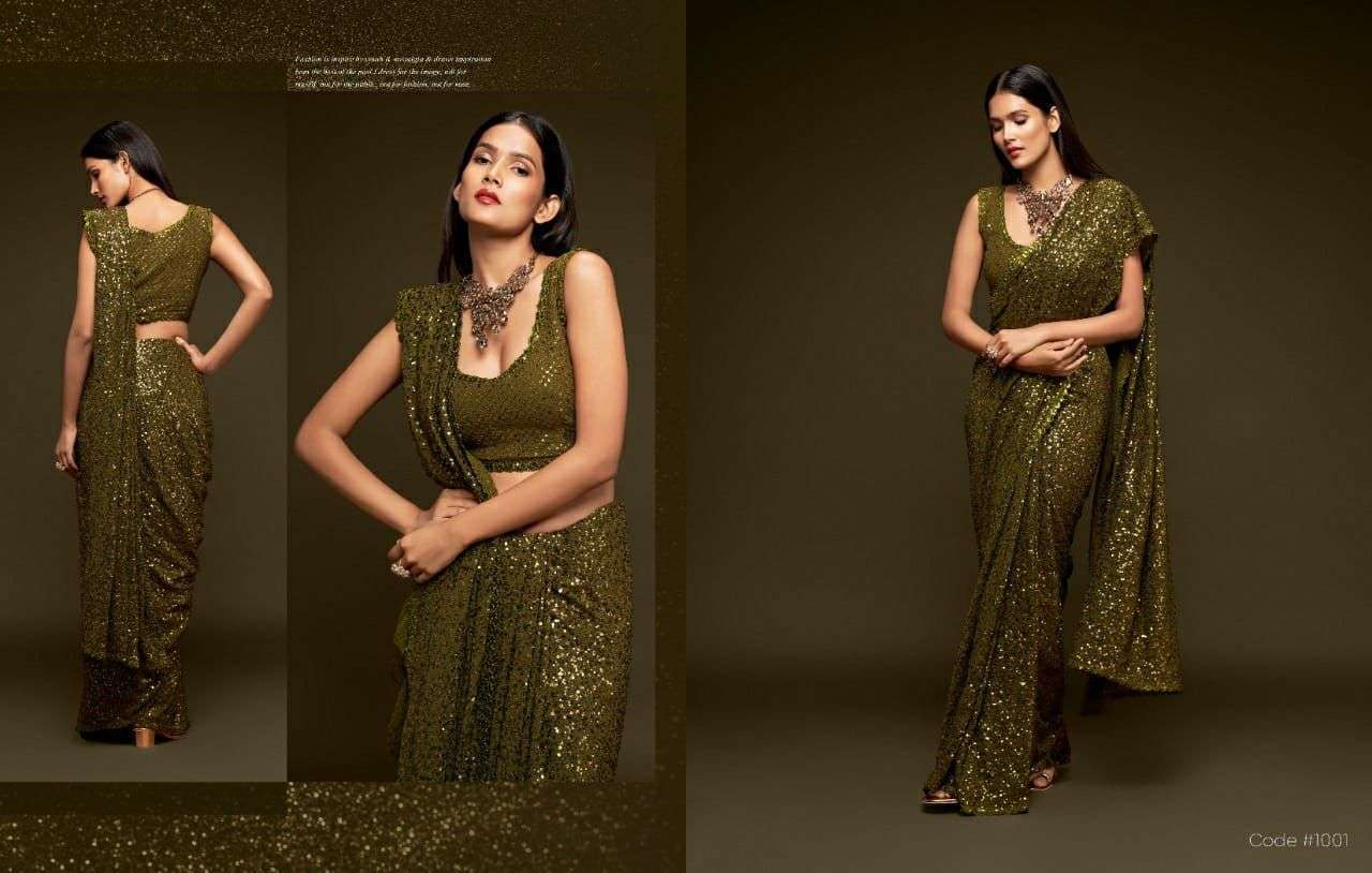  ZEEL CLOTHING ZALAK THREAD AND MULTIPLE SEQUENCE EMBROIDERY SARIS SUPPLIER