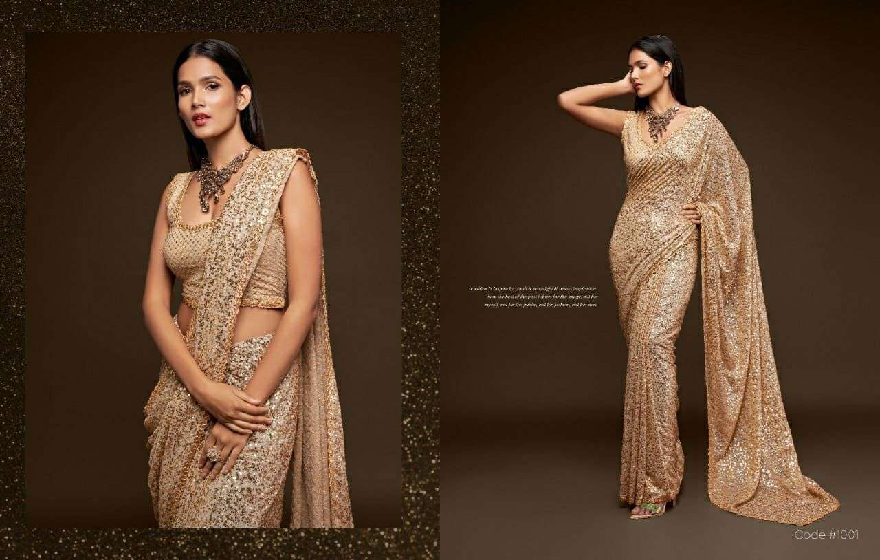  ZEEL CLOTHING ZALAK THREAD AND MULTIPLE SEQUENCE EMBROIDERY SARIS SUPPLIER