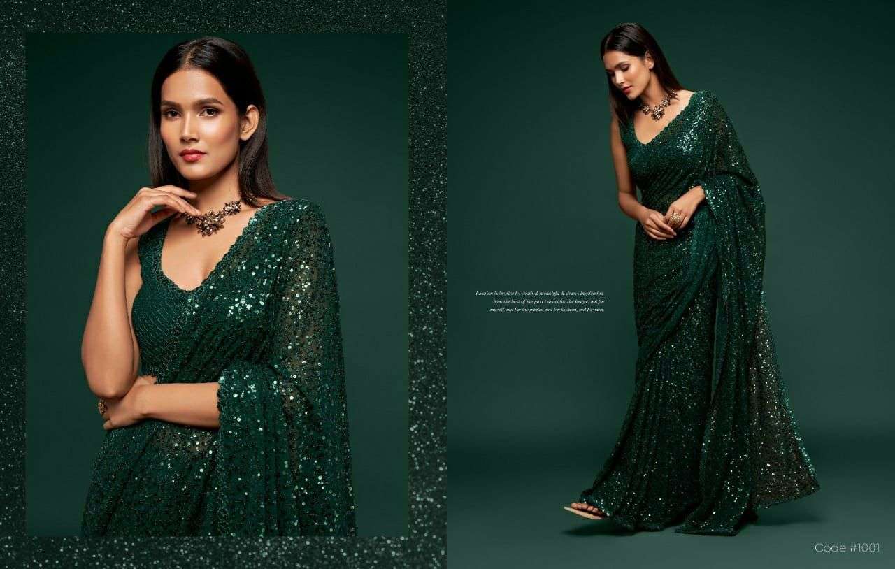  ZEEL CLOTHING ZALAK THREAD AND MULTIPLE SEQUENCE EMBROIDERY SARIS SUPPLIER