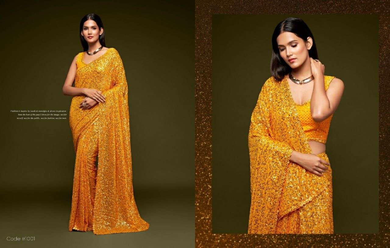  ZEEL CLOTHING ZALAK THREAD AND MULTIPLE SEQUENCE EMBROIDERY SARIS SUPPLIER