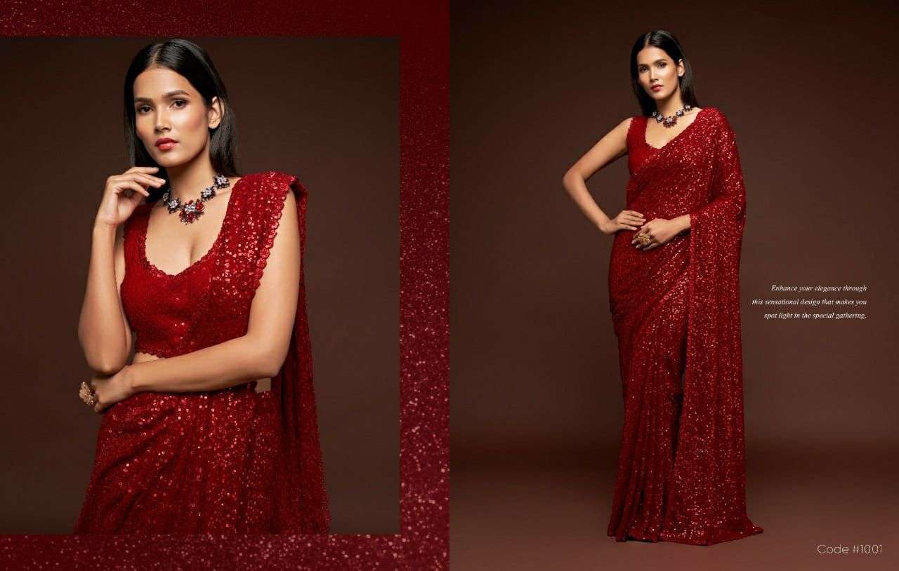  ZEEL CLOTHING ZALAK THREAD AND MULTIPLE SEQUENCE EMBROIDERY SARIS SUPPLIER
