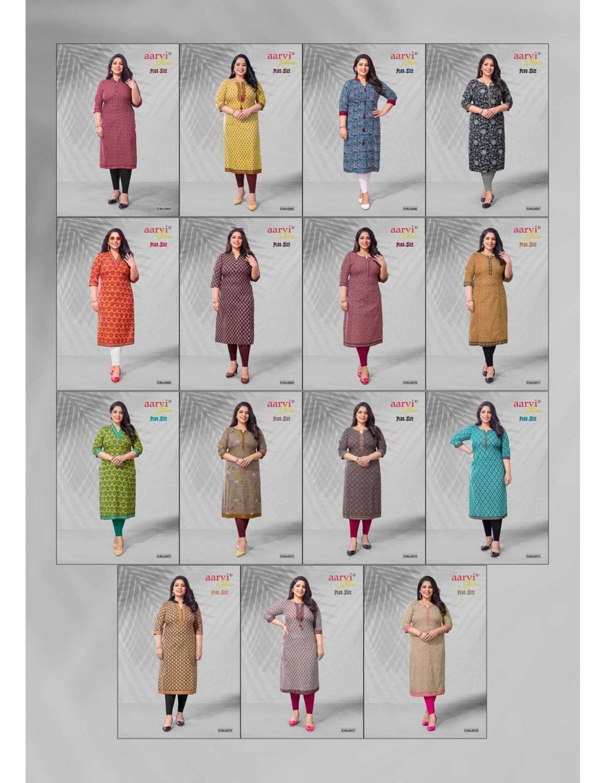  AARVI FASHION PLUS SIZE VOL 1 PURE COTTON BIG SIZE LADIES KURTIS EXPORTER