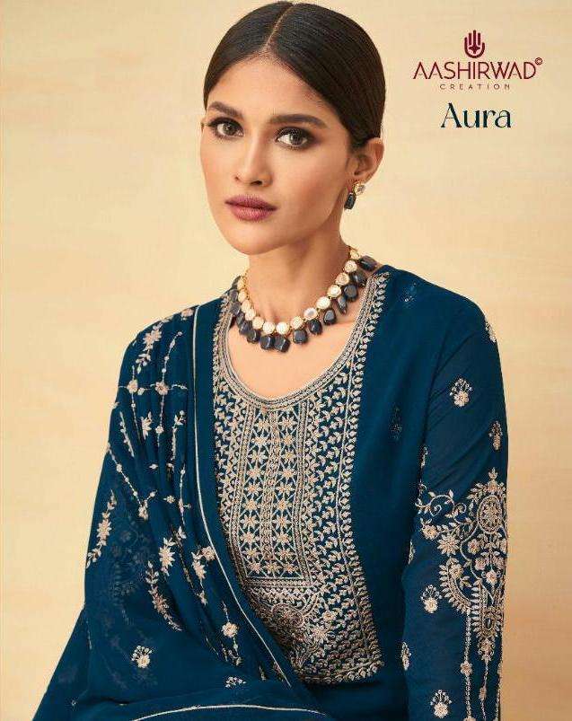 AASHIRWAD PRESENT AURA GEORGETTE WORK ELEGANT FANCY SUITS