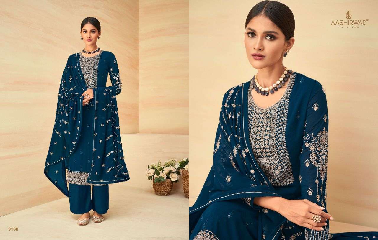 AASHIRWAD PRESENT AURA GEORGETTE WORK ELEGANT FANCY SUITS