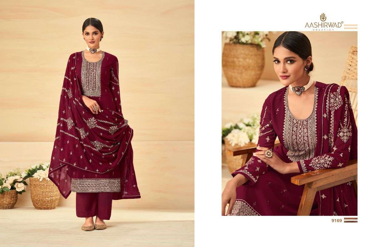 AASHIRWAD PRESENT AURA GEORGETTE WORK ELEGANT FANCY SUITS