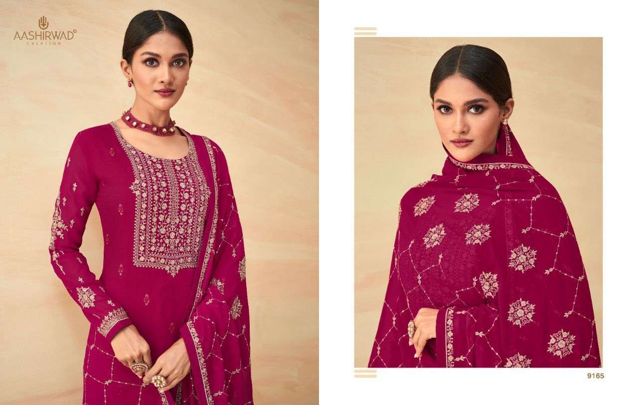 AASHIRWAD PRESENT AURA GEORGETTE WORK ELEGANT FANCY SUITS