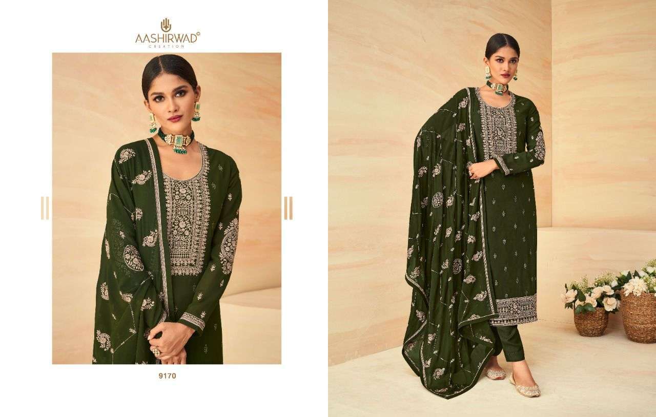 AASHIRWAD PRESENT AURA GEORGETTE WORK ELEGANT FANCY SUITS