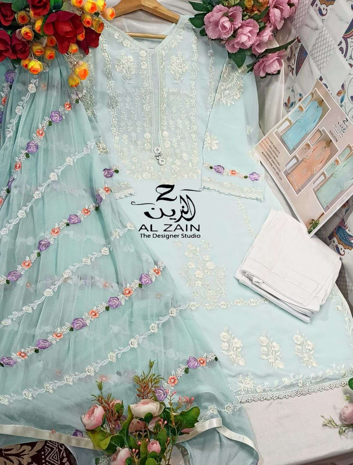 AL ZAIN 272706 GEORGETTE PAKISTANI READYMADE SALWAR KAMEEZ