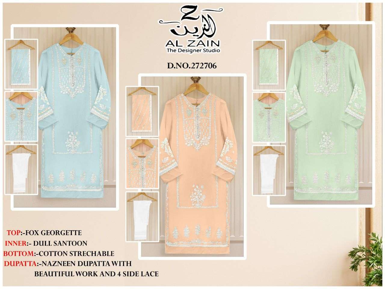  AL ZAIN 272706 GEORGETTE PAKISTANI READYMADE SALWAR KAMEEZ