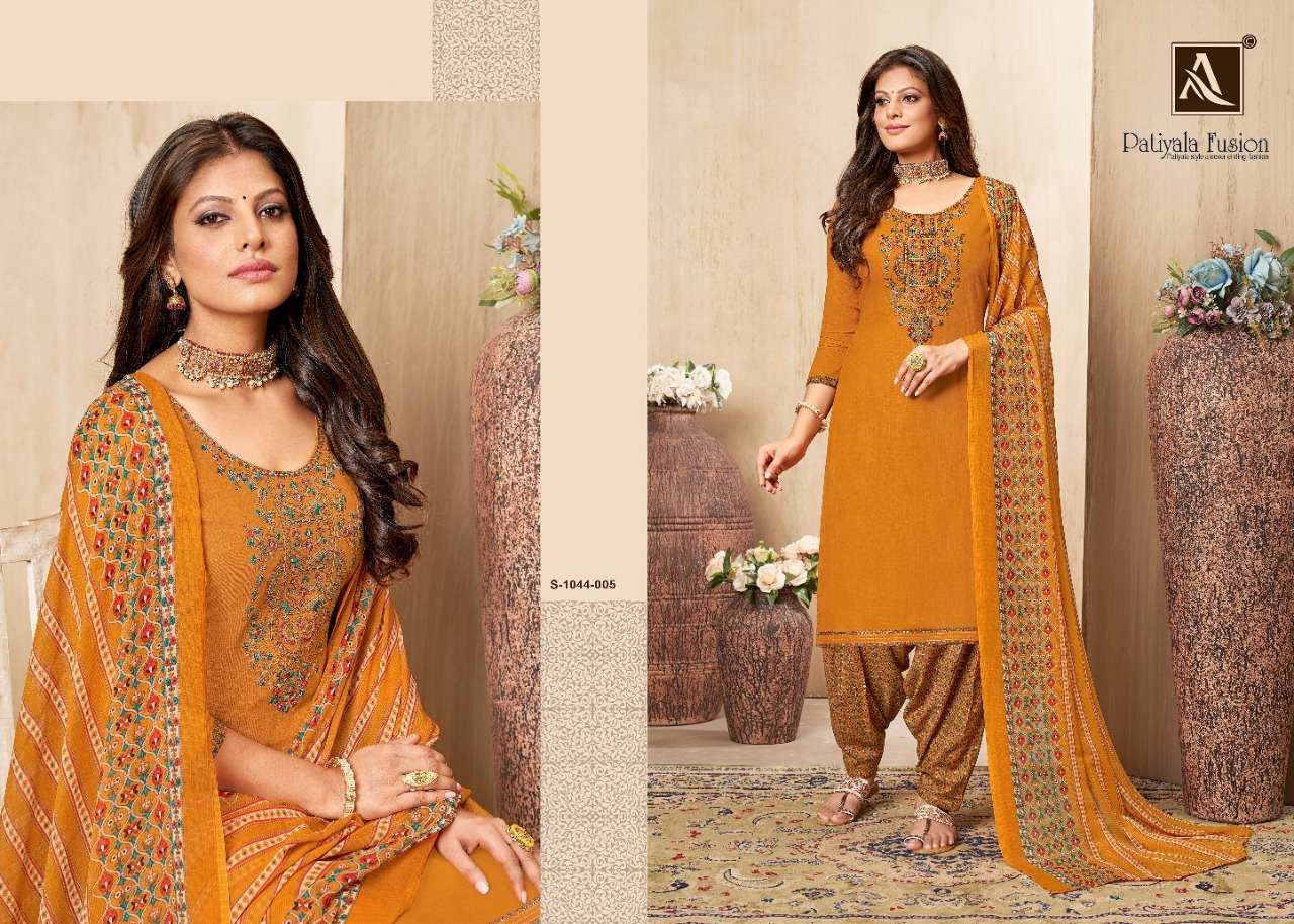 Alok Patiyala Fusion Catalog Rayon Slub Dress Materials