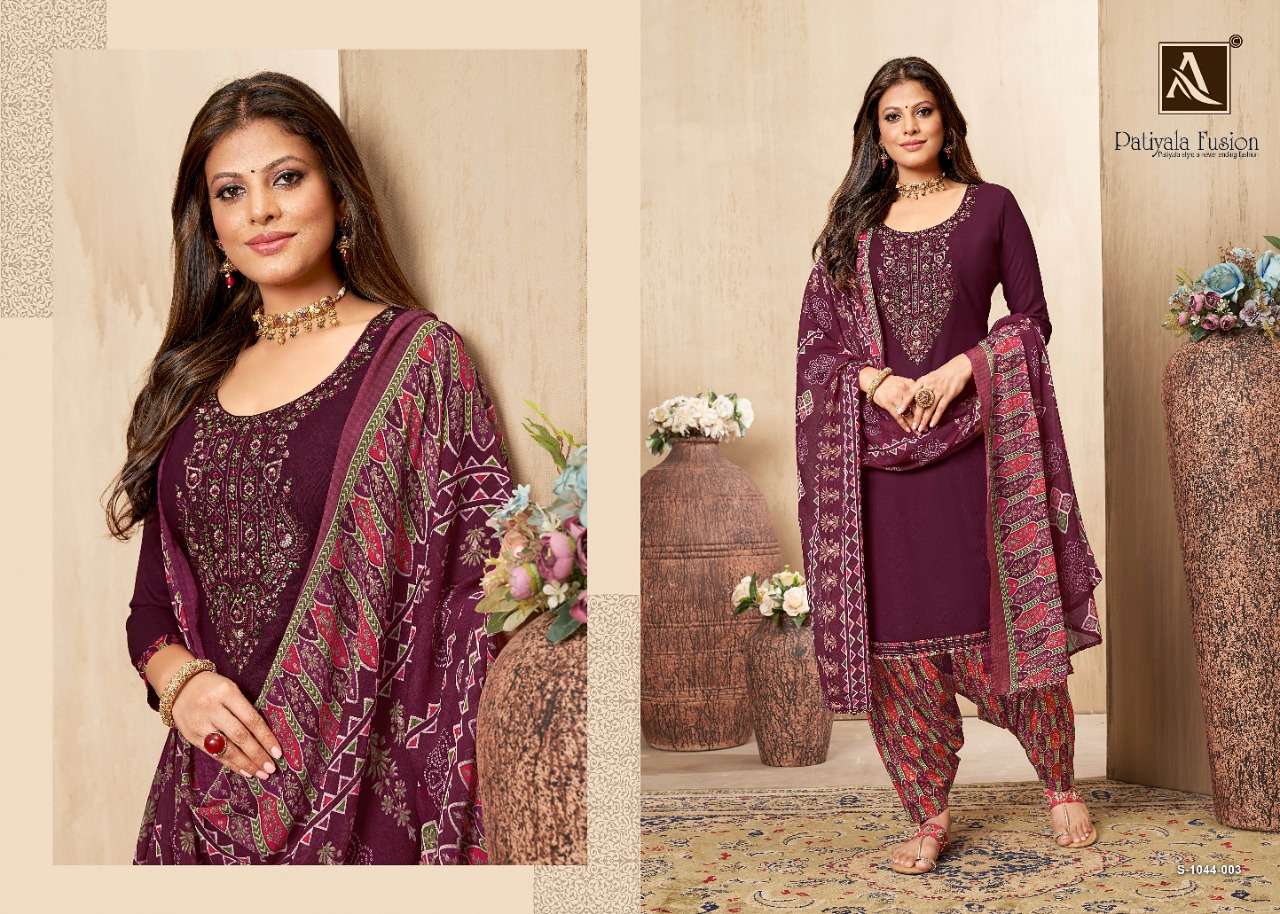Alok Patiyala Fusion Catalog Rayon Slub Dress Materials
