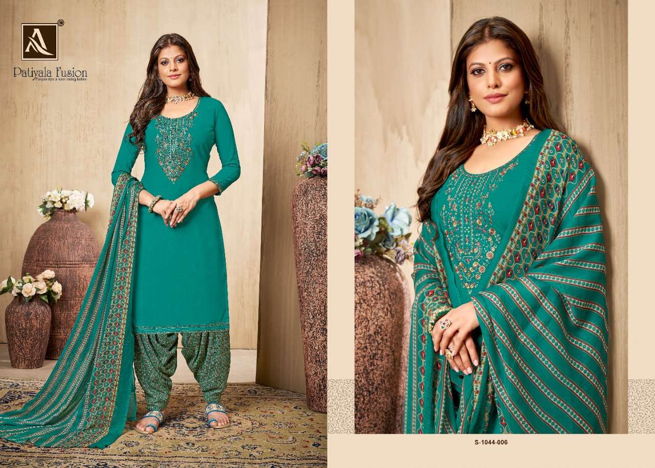 Alok Patiyala Fusion Catalog Rayon Slub Dress Materials