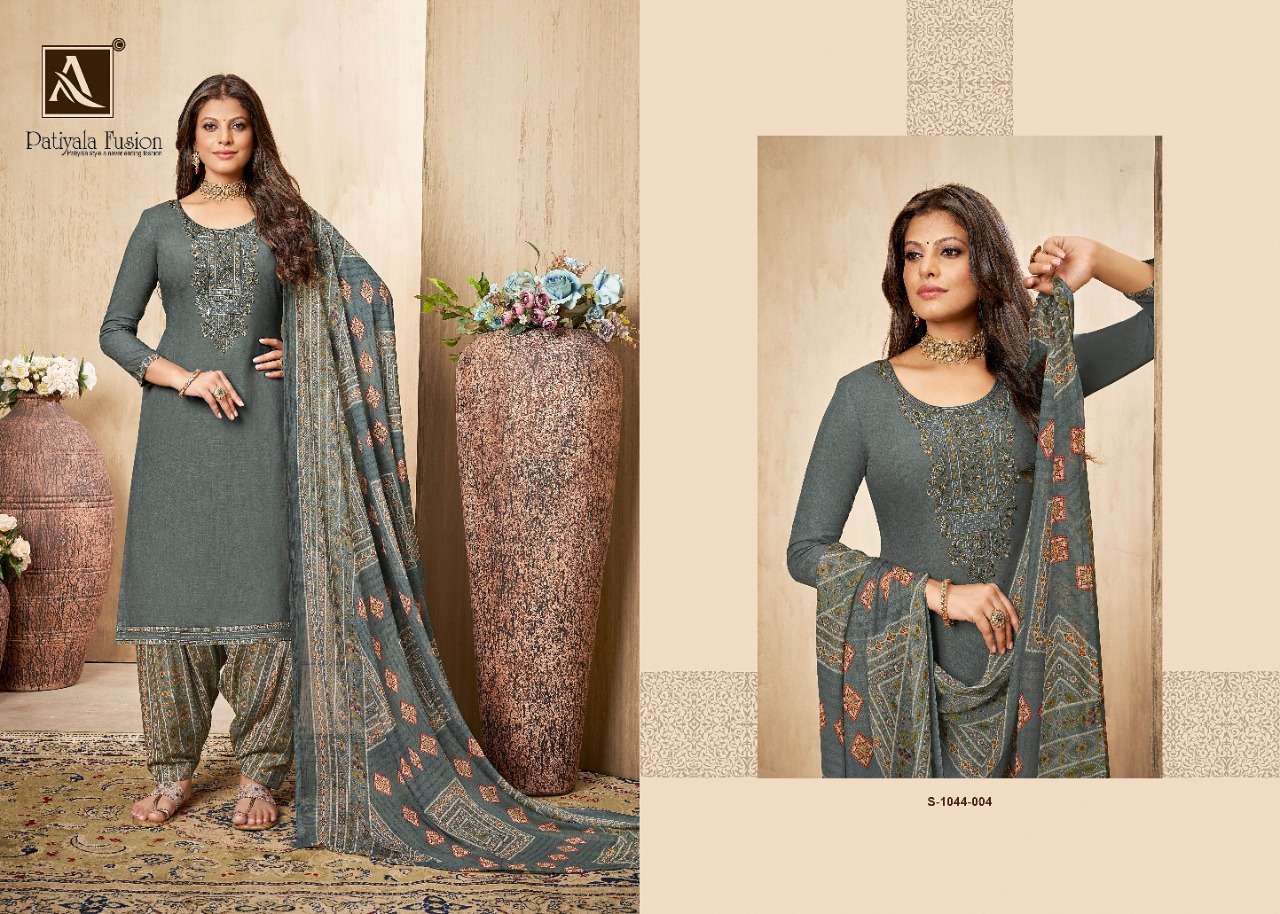 Alok Patiyala Fusion Catalog Rayon Slub Dress Materials