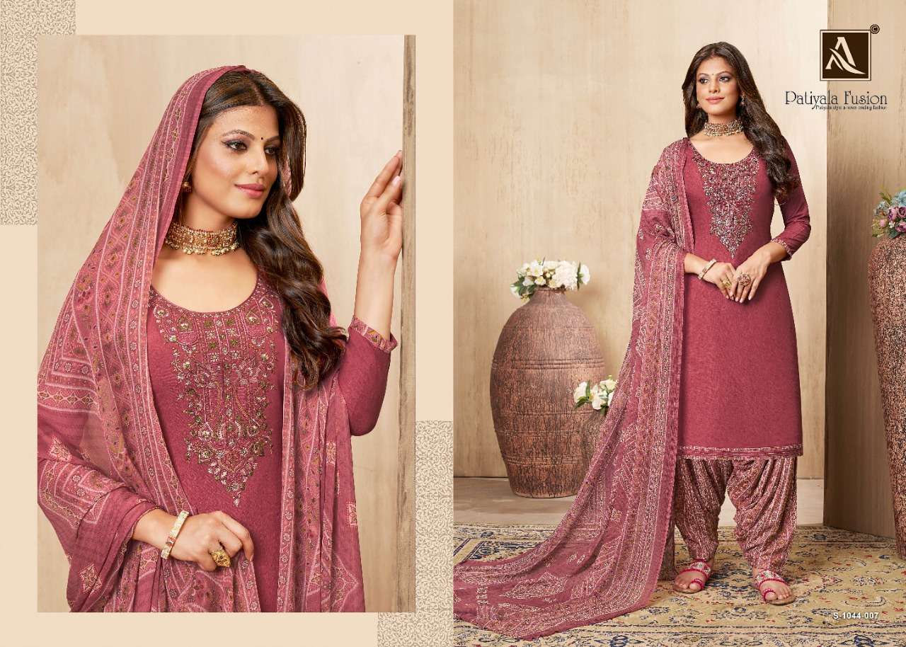 Alok Patiyala Fusion Catalog Rayon Slub Dress Materials