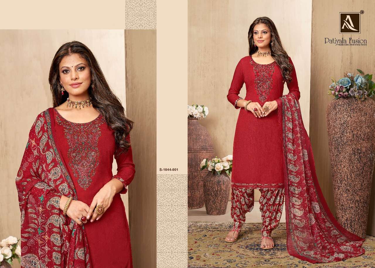 Alok Patiyala Fusion Catalog Rayon Slub Dress Materials