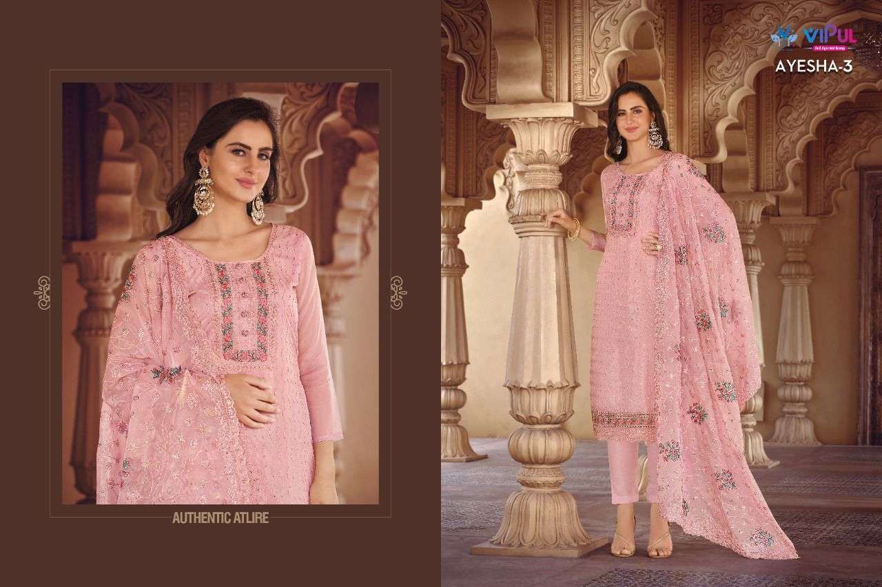  AYESHA VOL 3 BY VIPUL SOFT ORGANZA DESIGNER FANCY SUITS