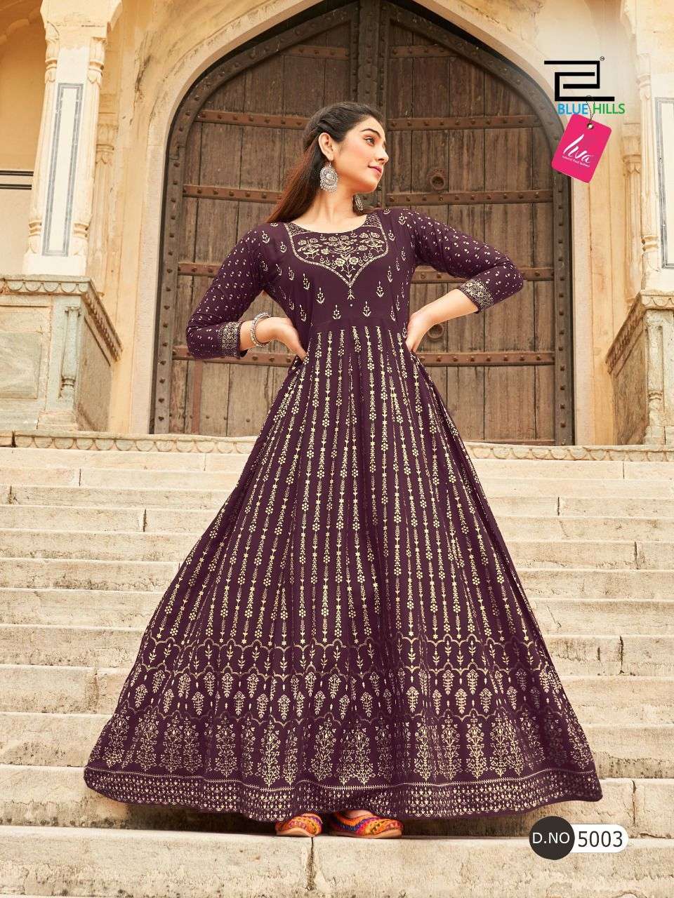 Blue Hills Leela Vol 5 Catalog Long Anarkali Rayon Kurtis