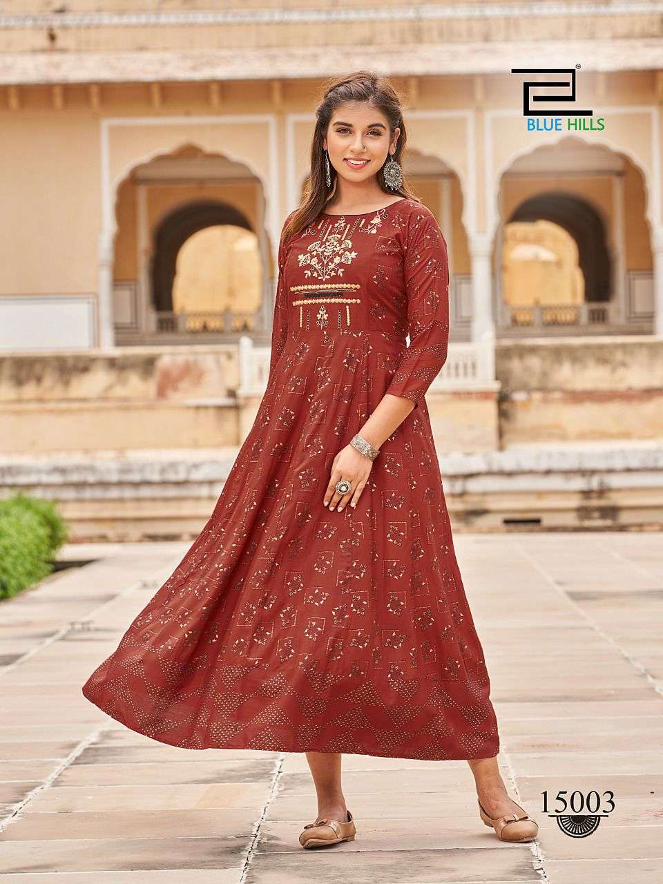BLUE HILLS UP TO DATE VOL 15 FANCY RAYON LONG ANARKALI KURTI