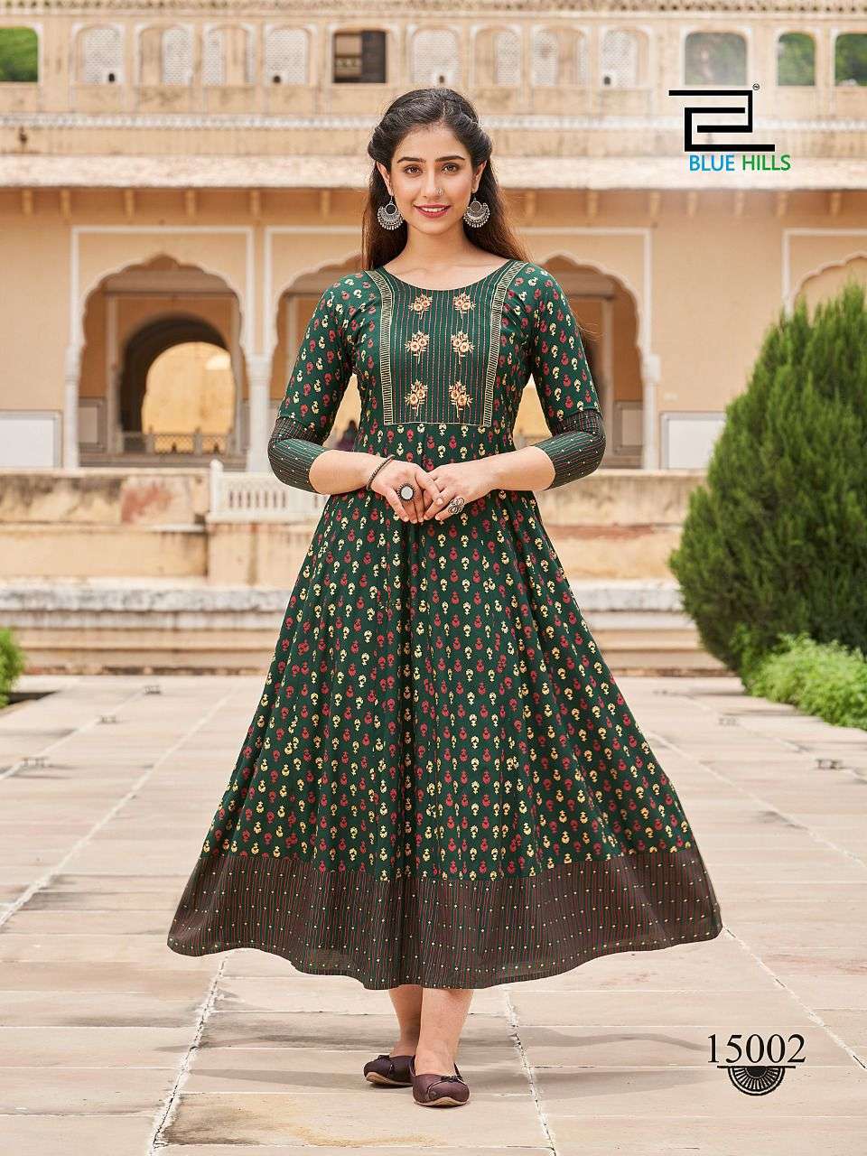 BLUE HILLS UP TO DATE VOL 15 FANCY RAYON LONG ANARKALI KURTI