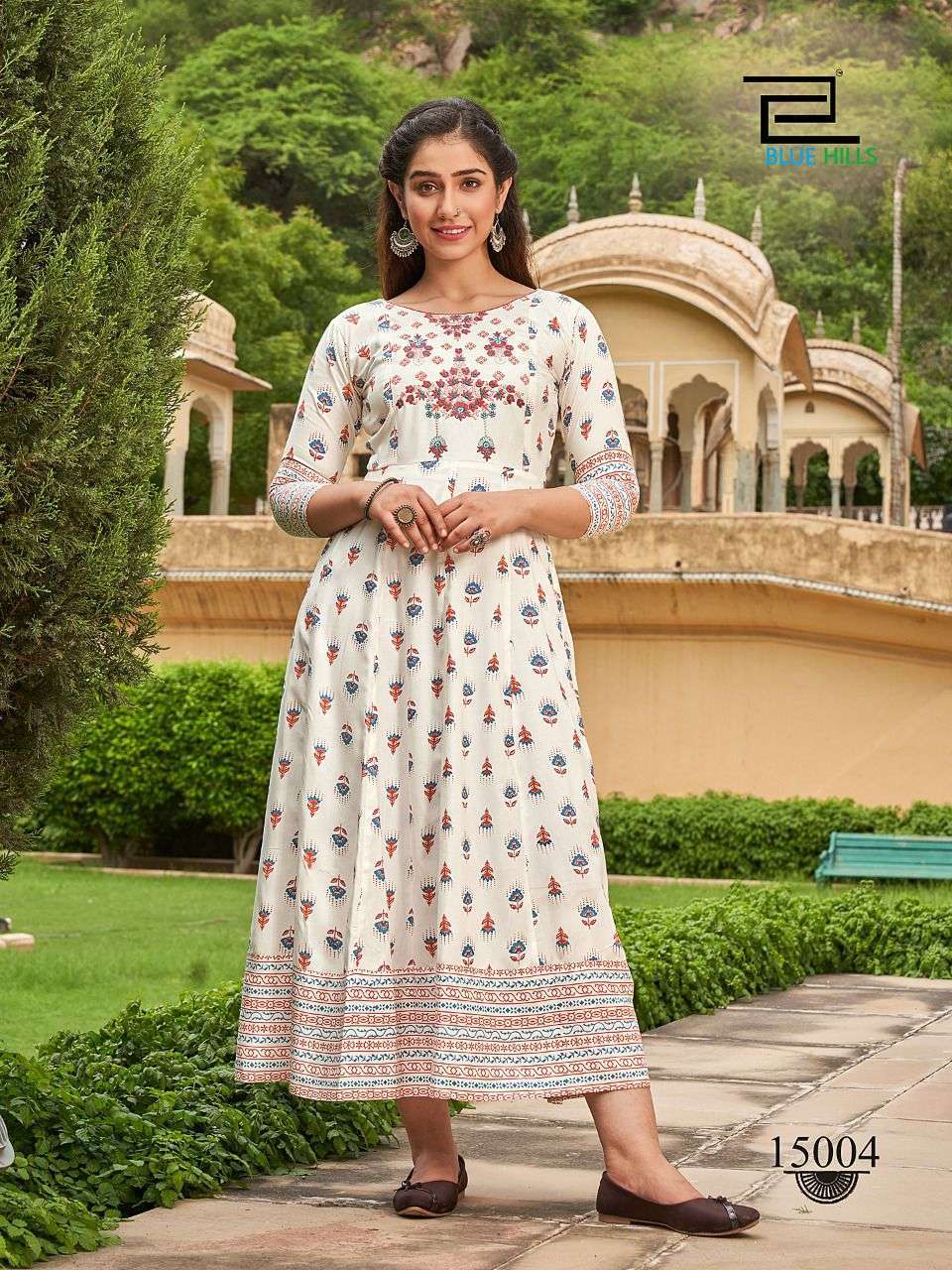 BLUE HILLS UP TO DATE VOL 15 FANCY RAYON LONG ANARKALI KURTI