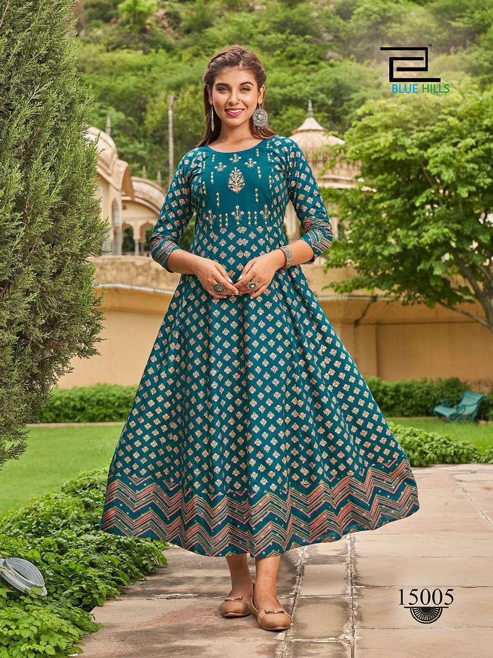 BLUE HILLS UP TO DATE VOL 15 FANCY RAYON LONG ANARKALI KURTI