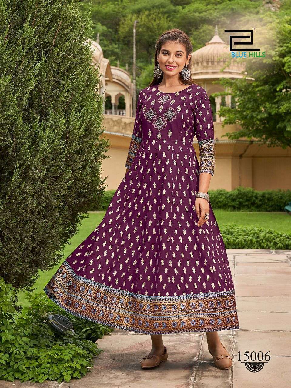 BLUE HILLS UP TO DATE VOL 15 FANCY RAYON LONG ANARKALI KURTI