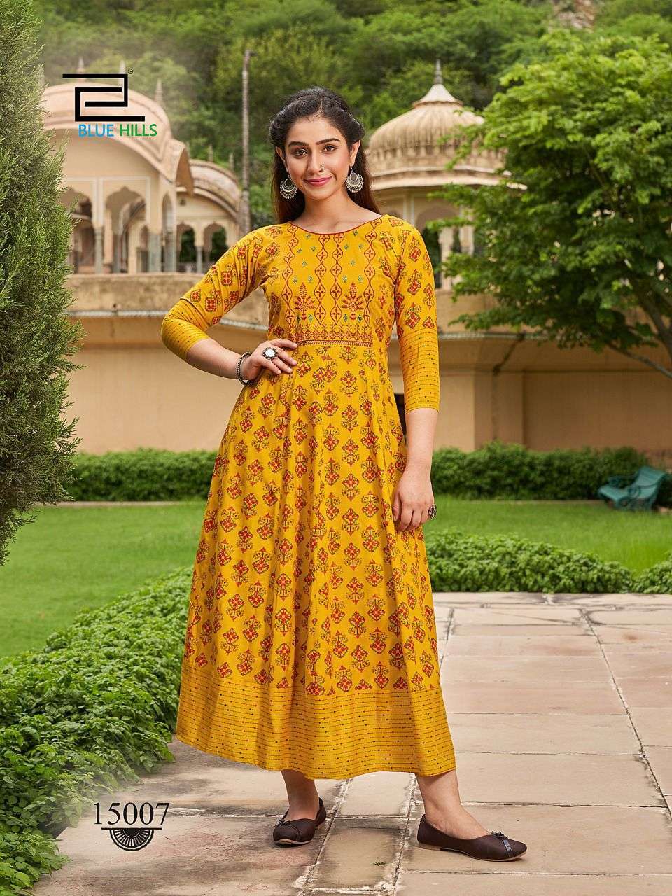 BLUE HILLS UP TO DATE VOL 15 FANCY RAYON LONG ANARKALI KURTI