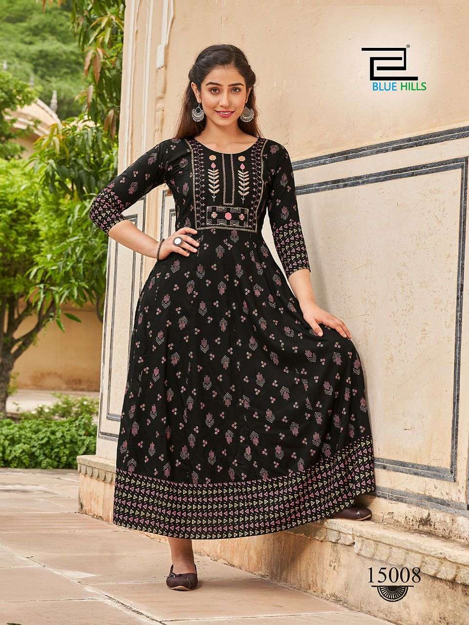 BLUE HILLS UP TO DATE VOL 15 FANCY RAYON LONG ANARKALI KURTI