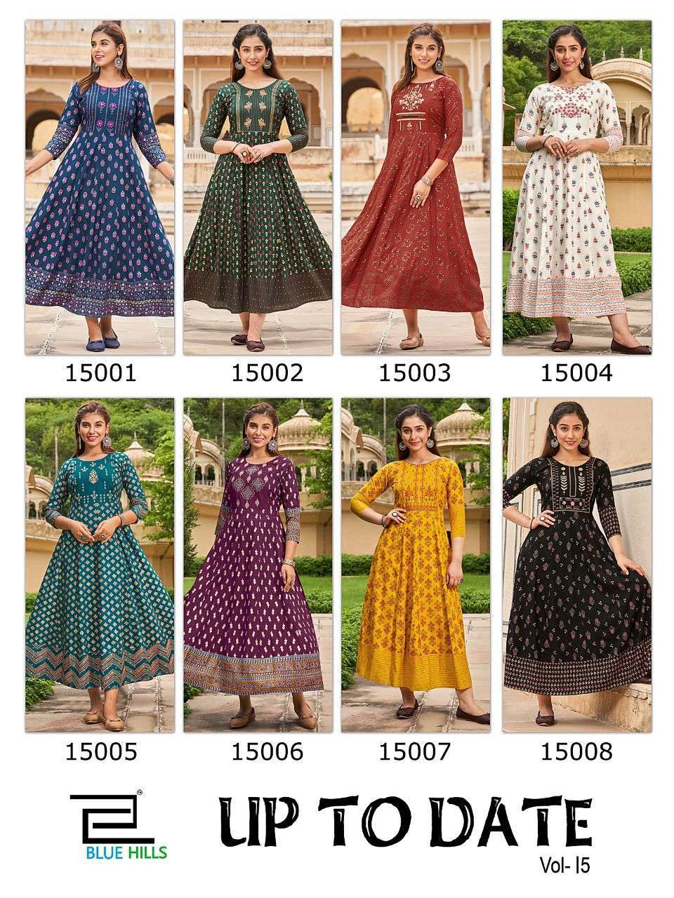 BLUE HILLS UP TO DATE VOL 15 FANCY RAYON LONG ANARKALI KURTI