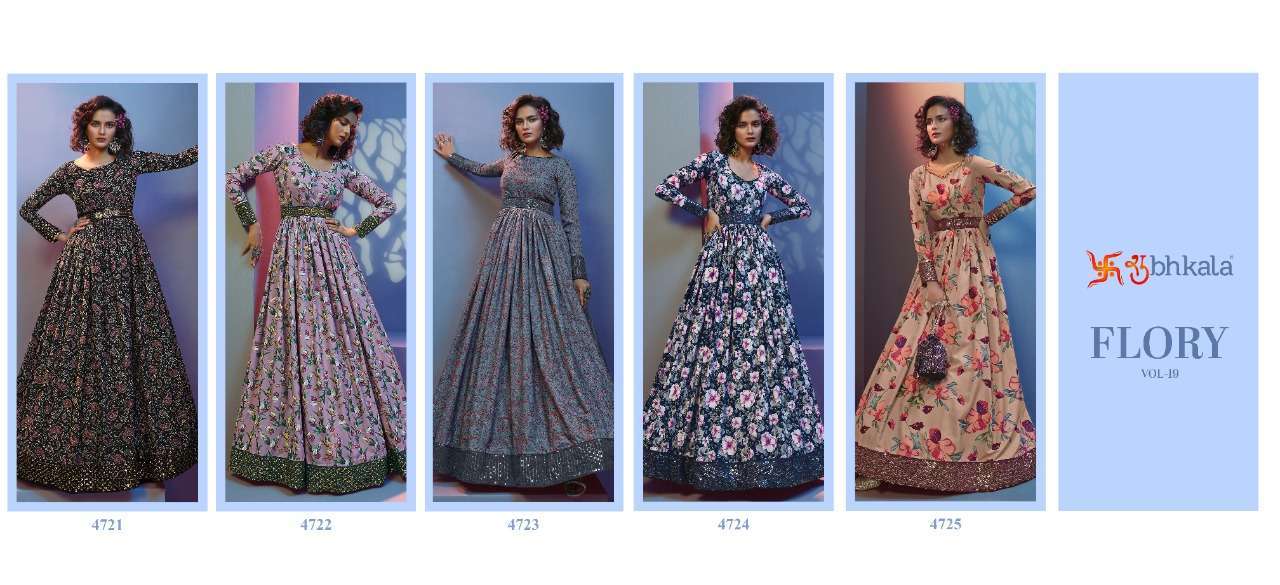 FLORY VOL 19 FESTIVAL STYLE LONG ANARKALI STYLE GOWN COLLECTION WHOLESALER