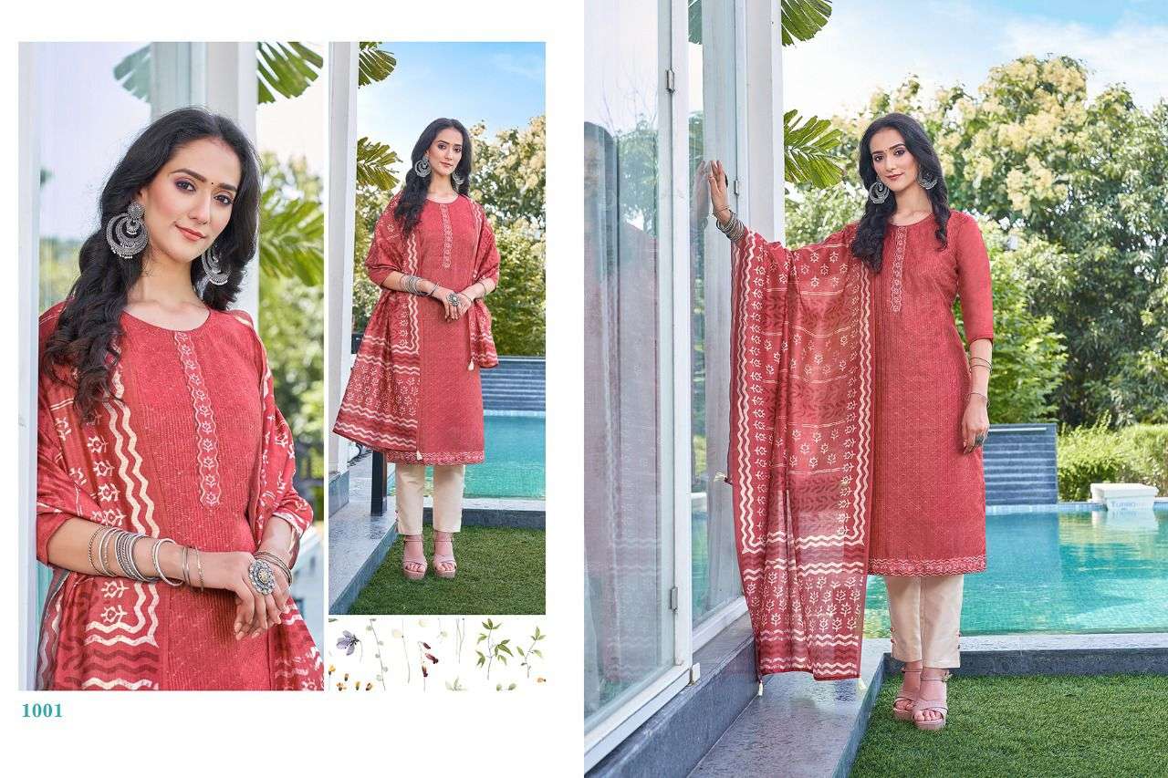 HARIYAALI KHANAK SLUB NEPS SILK INNOVATIVE LOOK TOP BOTTOM AND DUPATTA CATALOG WHOLESALER