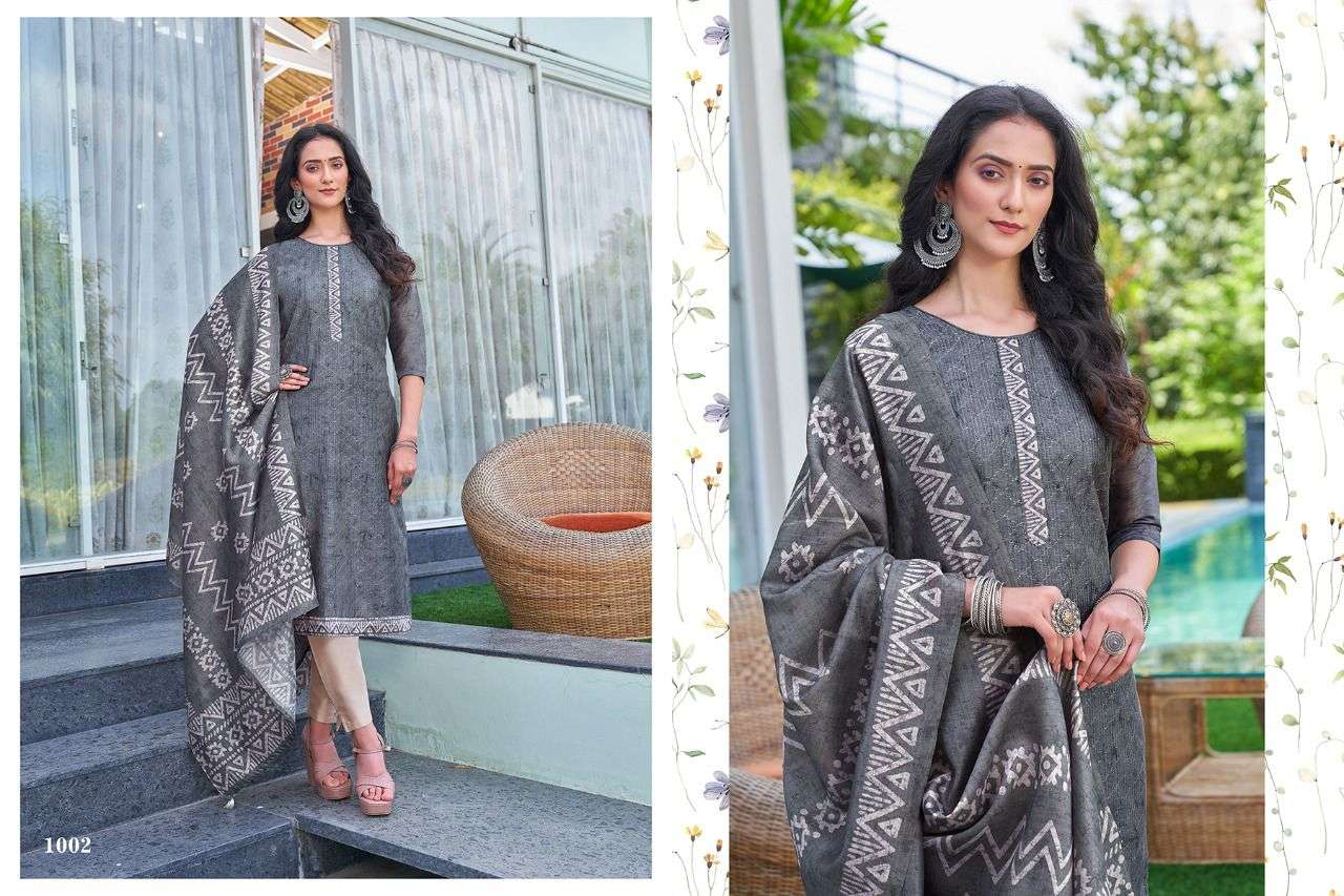 HARIYAALI KHANAK SLUB NEPS SILK INNOVATIVE LOOK TOP BOTTOM AND DUPATTA CATALOG WHOLESALER