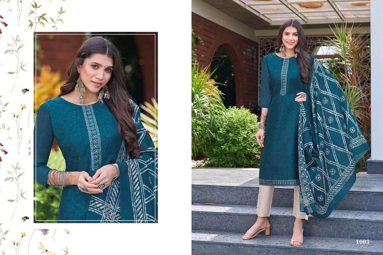 HARIYAALI KHANAK SLUB NEPS SILK INNOVATIVE LOOK TOP BOTTOM AND DUPATTA CATALOG WHOLESALER