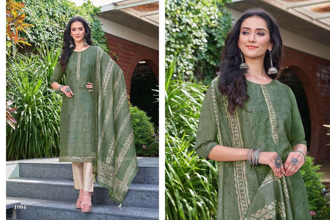 HARIYAALI KHANAK SLUB NEPS SILK INNOVATIVE LOOK TOP BOTTOM AND DUPATTA CATALOG WHOLESALER