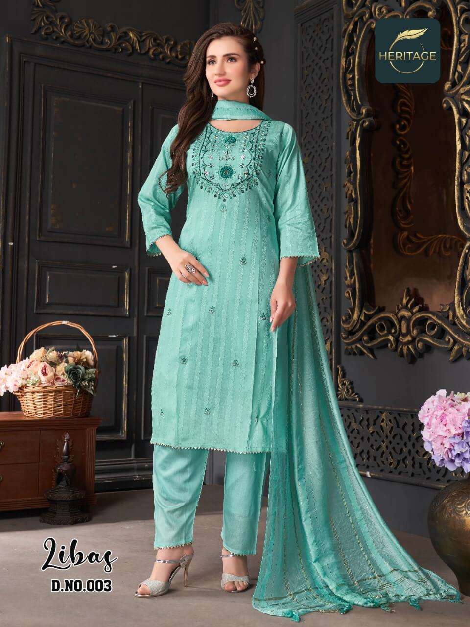 Heritage Libas Catalog Fancy Wear Kurti Pant With Dupatta