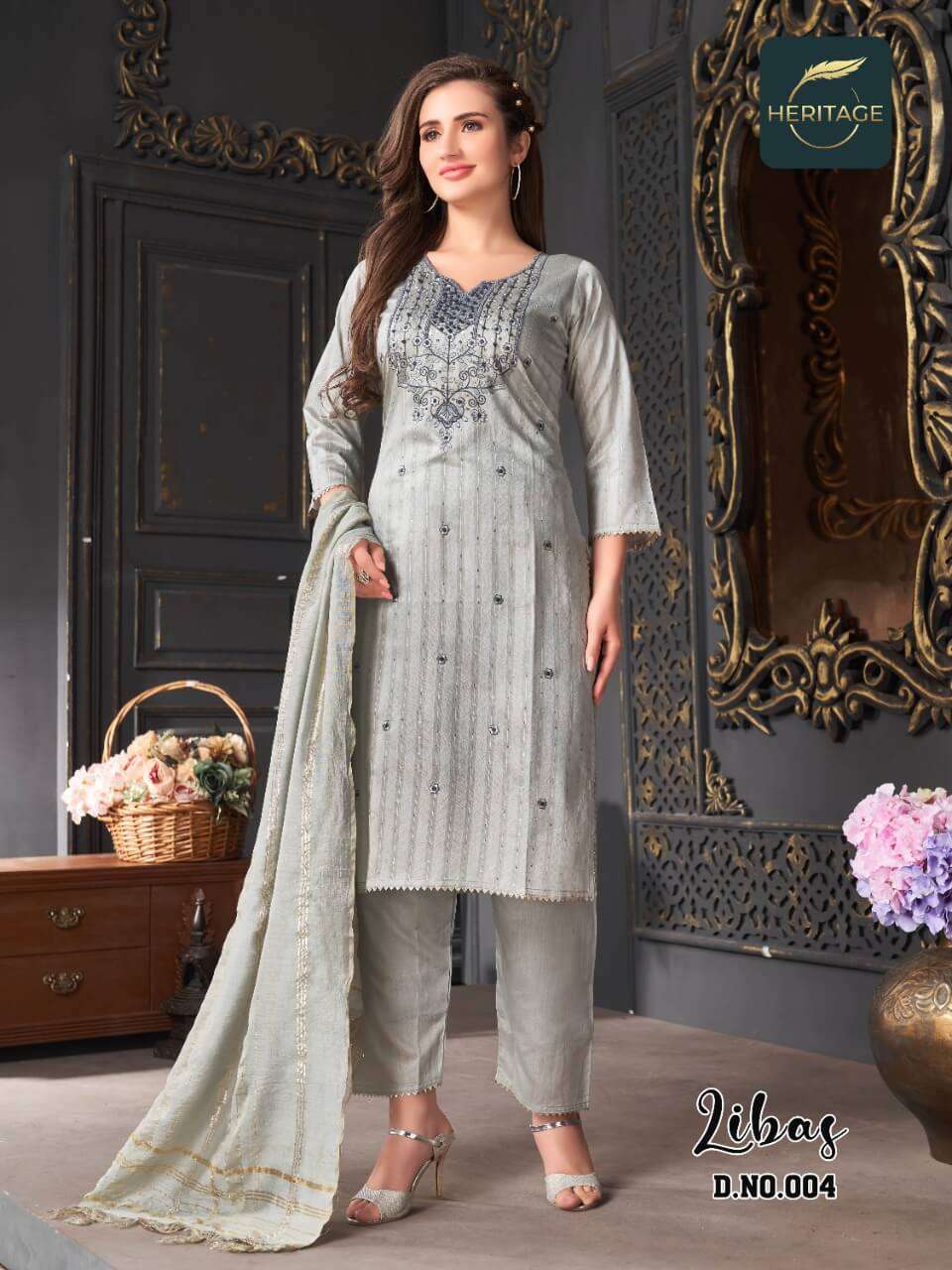 Heritage Libas Catalog Fancy Wear Kurti Pant With Dupatta