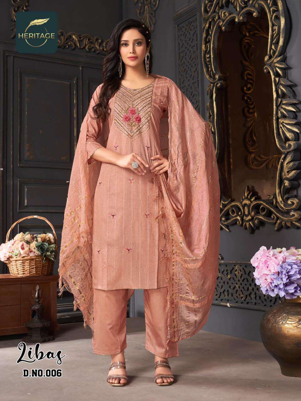Heritage Libas Catalog Fancy Wear Kurti Pant With Dupatta