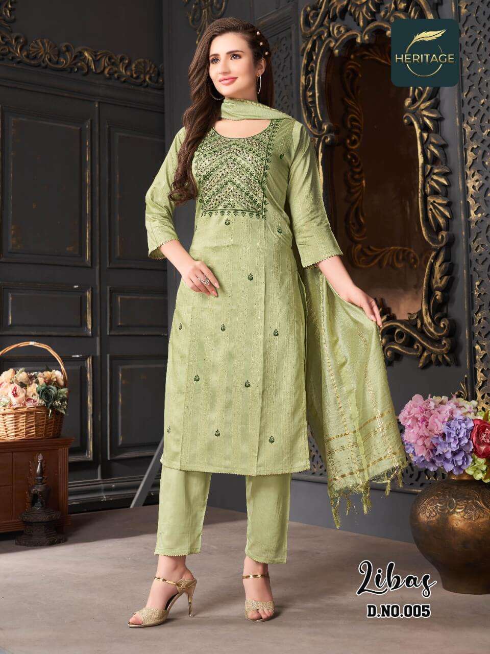 Heritage Libas Catalog Fancy Wear Kurti Pant With Dupatta