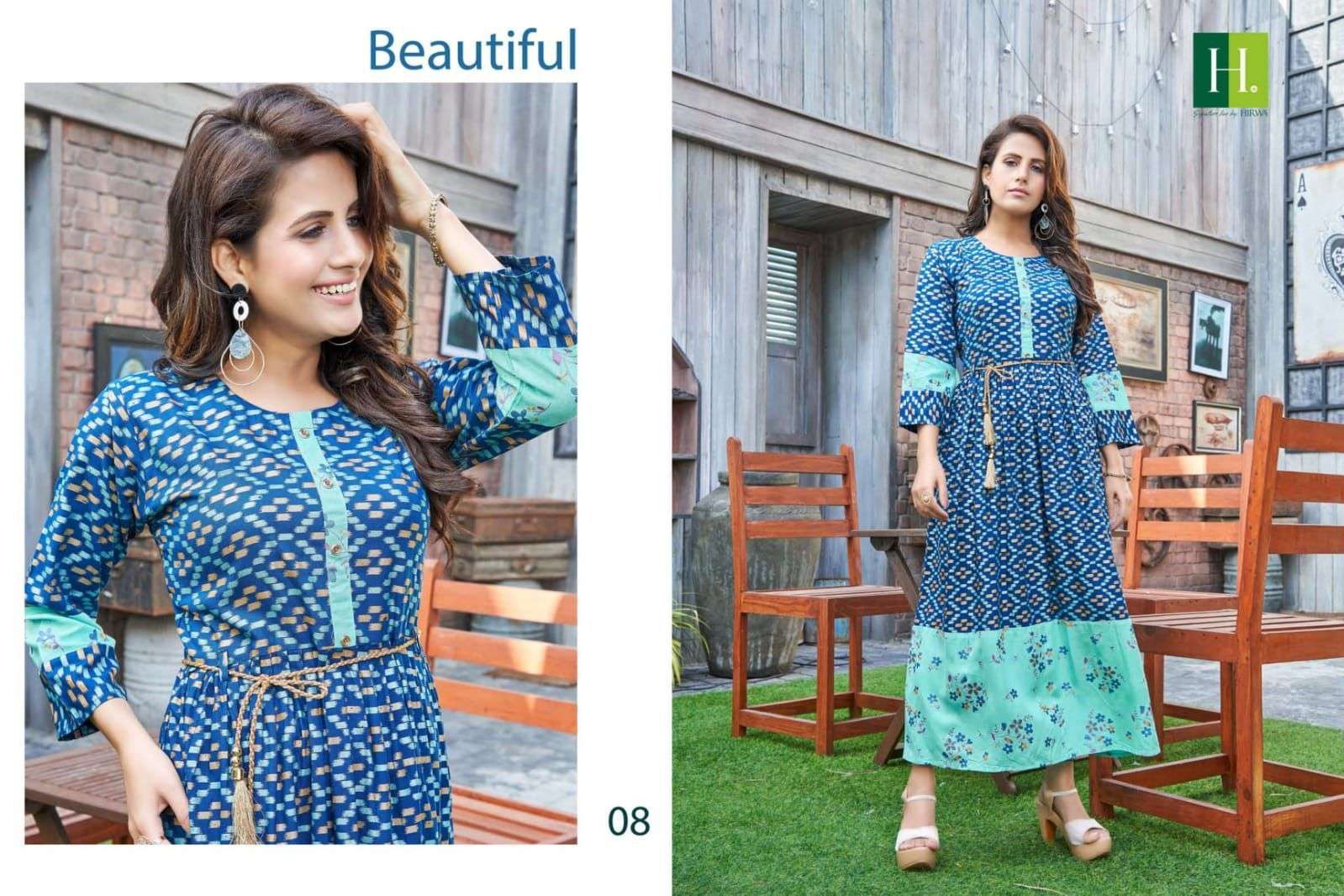Hirwa Golden Ikkat Vol 1 Catalog Rayon exclusive Anarkali Kurtis
