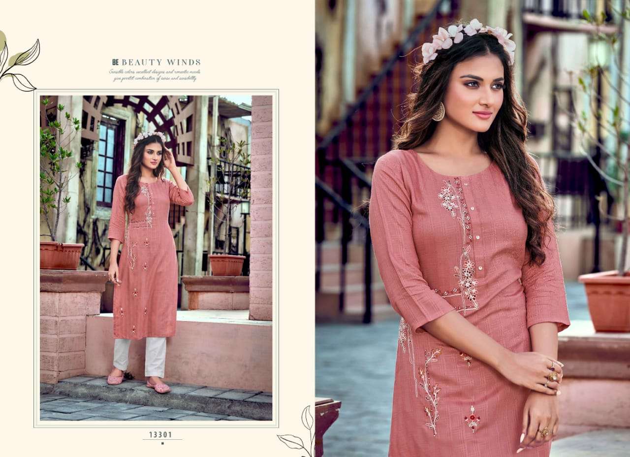 Kalaroop Jaggi Catalog Rayon Embroidery Fancy Kurtis