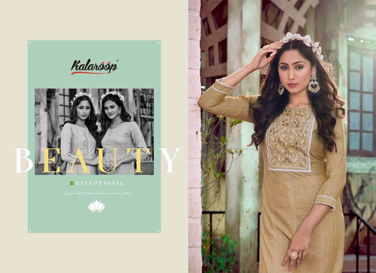 Kalaroop Jaggi Catalog Rayon Embroidery Fancy Kurtis