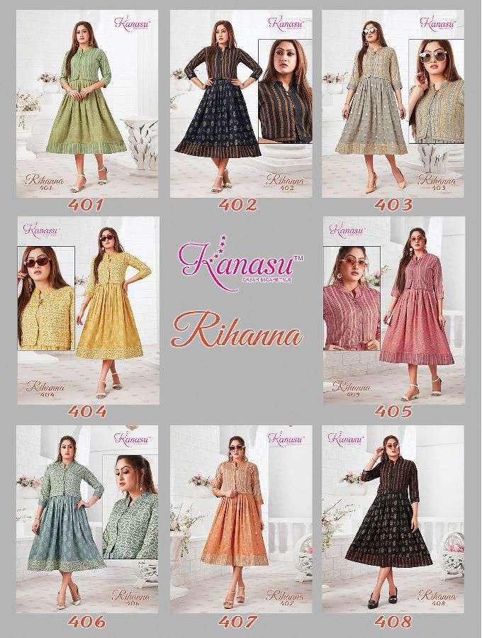 Kanasu Rihanna Catalog Rayon Anarkali Kurtis