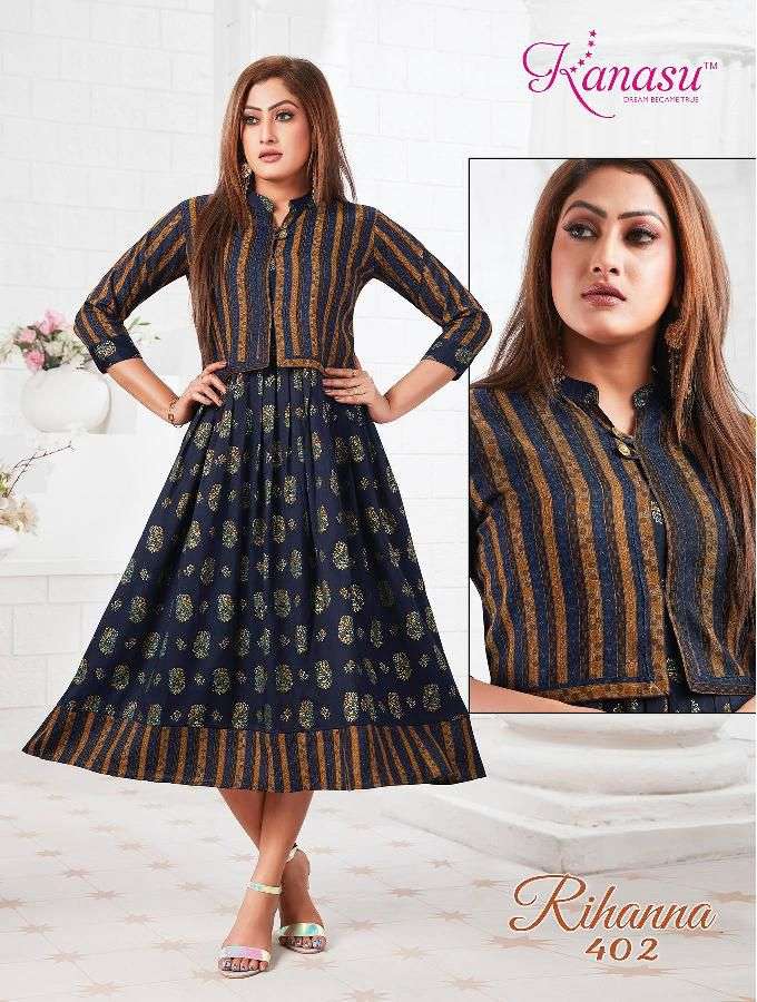 Kanasu Rihanna Catalog Rayon Anarkali Kurtis