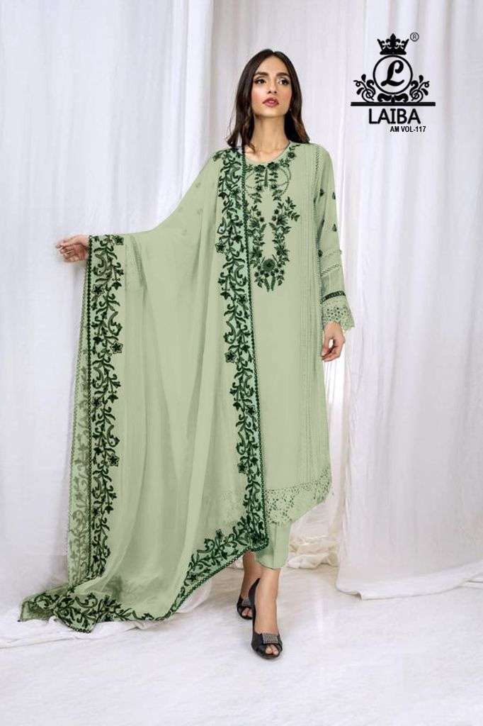  LAIBA AM VOL 117 GEORGETTE FULL STITCH PAKISTANI SUIT COLLECTION