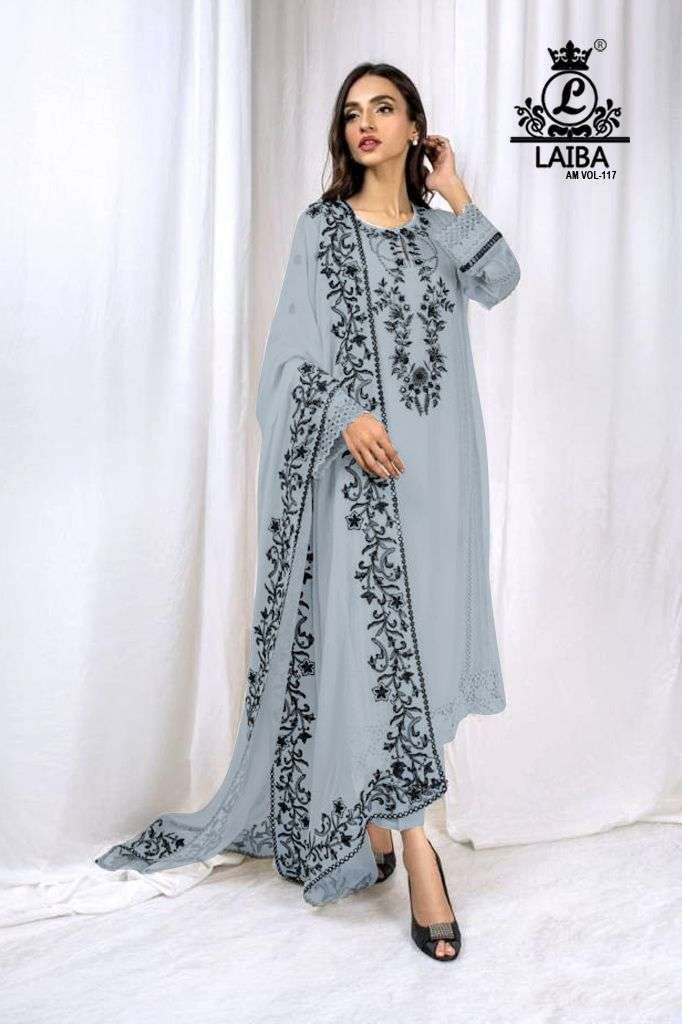  LAIBA AM VOL 117 GEORGETTE FULL STITCH PAKISTANI SUIT COLLECTION